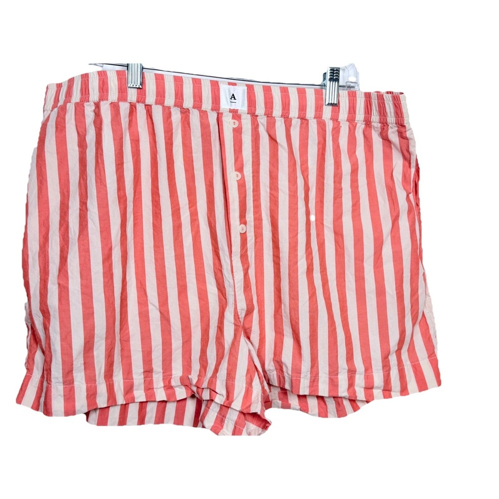 Anthropologie The Wren Boxer Shorts Pink Stripe Cotton Lounge SleepwearXL